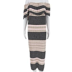 Free People Off-Duty Maxi Dress Striped Ivory M New